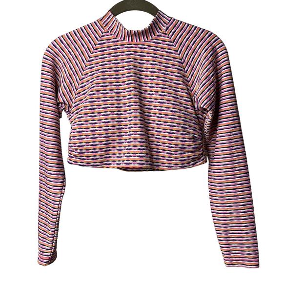 Athleta Other - Athleta Marbella Long Sleeve Cropped Rashguard Women's Small Geometric Beach